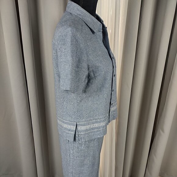 Norton McNaughton Petites Linen Cotton Blend Baby Blue 2pc Pants Suit Size PM - Picture 6 of 16